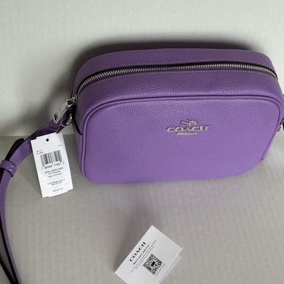 NWT Coach Jamie Refined Pebble Leather Camera Bag CR110 in Silver/Iris - Picture 11 of 16